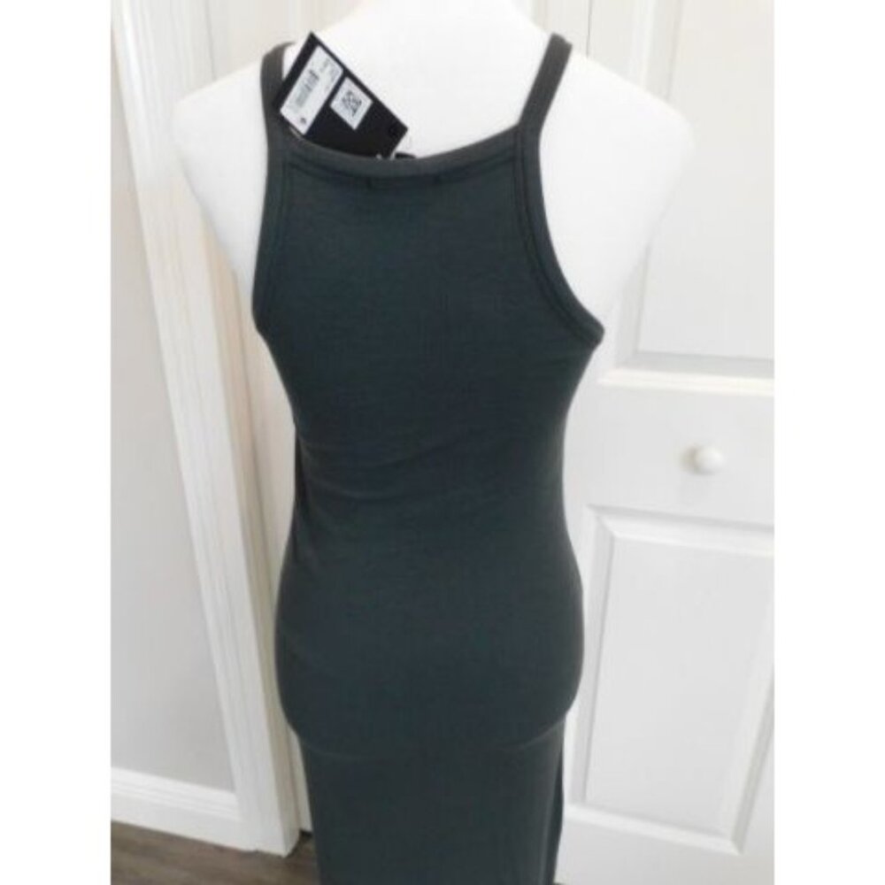 ATM Ribbed bodycon Tank Halter Dress NWT Size MEDIUM COAL Grey - Picture 8 of 13